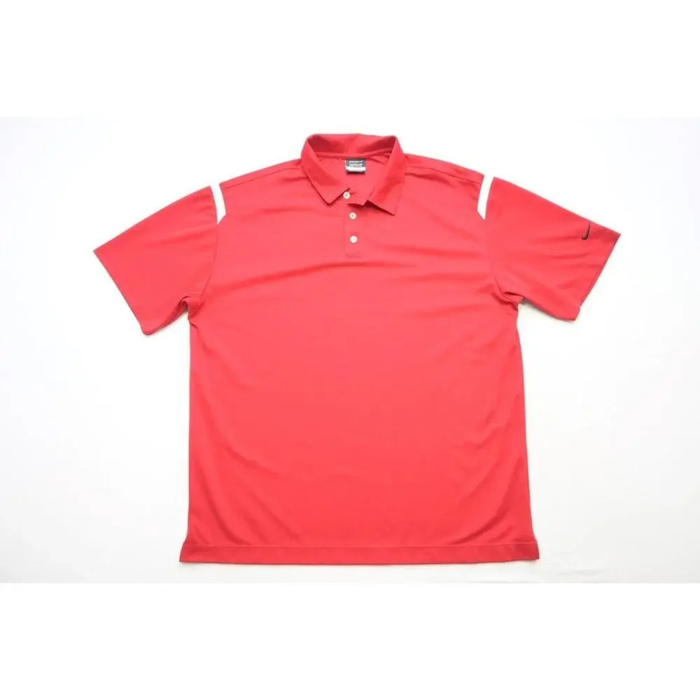 Nike Golf Polo Dri‎ Fit Performance Red Athletic Golf Shirt Mens Size XL